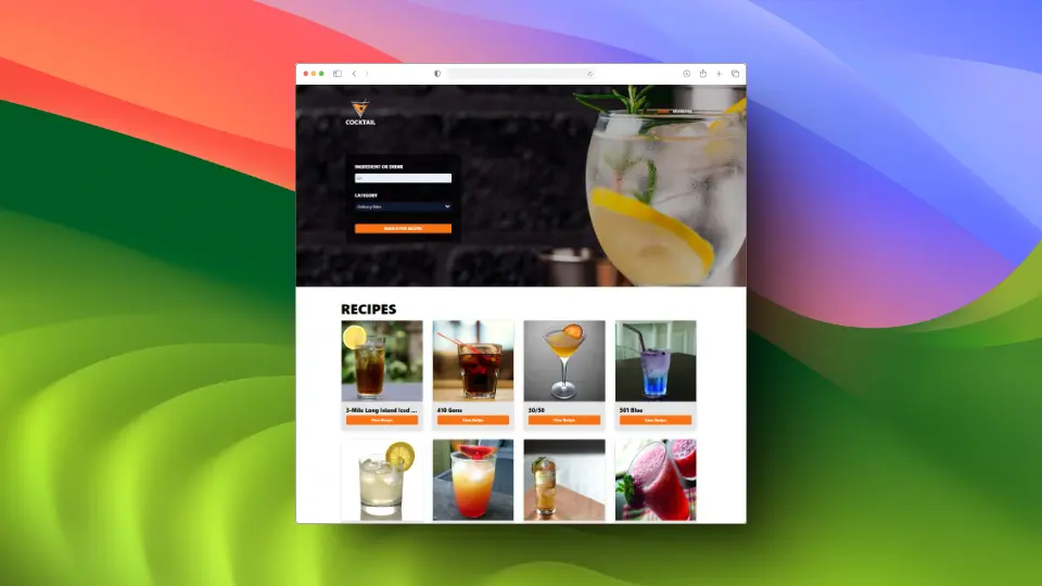 Buscador de recetas de cocktails. API de TheCocktailDB